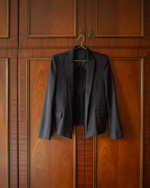 DIET BUTCHER SLIM SKIN DIAMOND CUT BLAZER IN BLACK WOOL - S