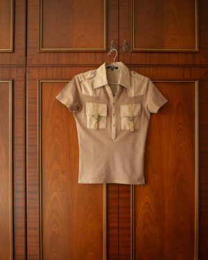 5351 POUR LES HOMMES MILITARY HALF BUTTON SHIRT - XS/S