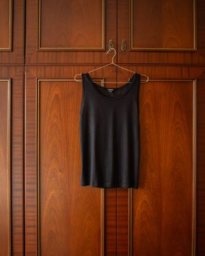 NEIL BARRETT BELTED TANK TOP IN BLACK SILK - S