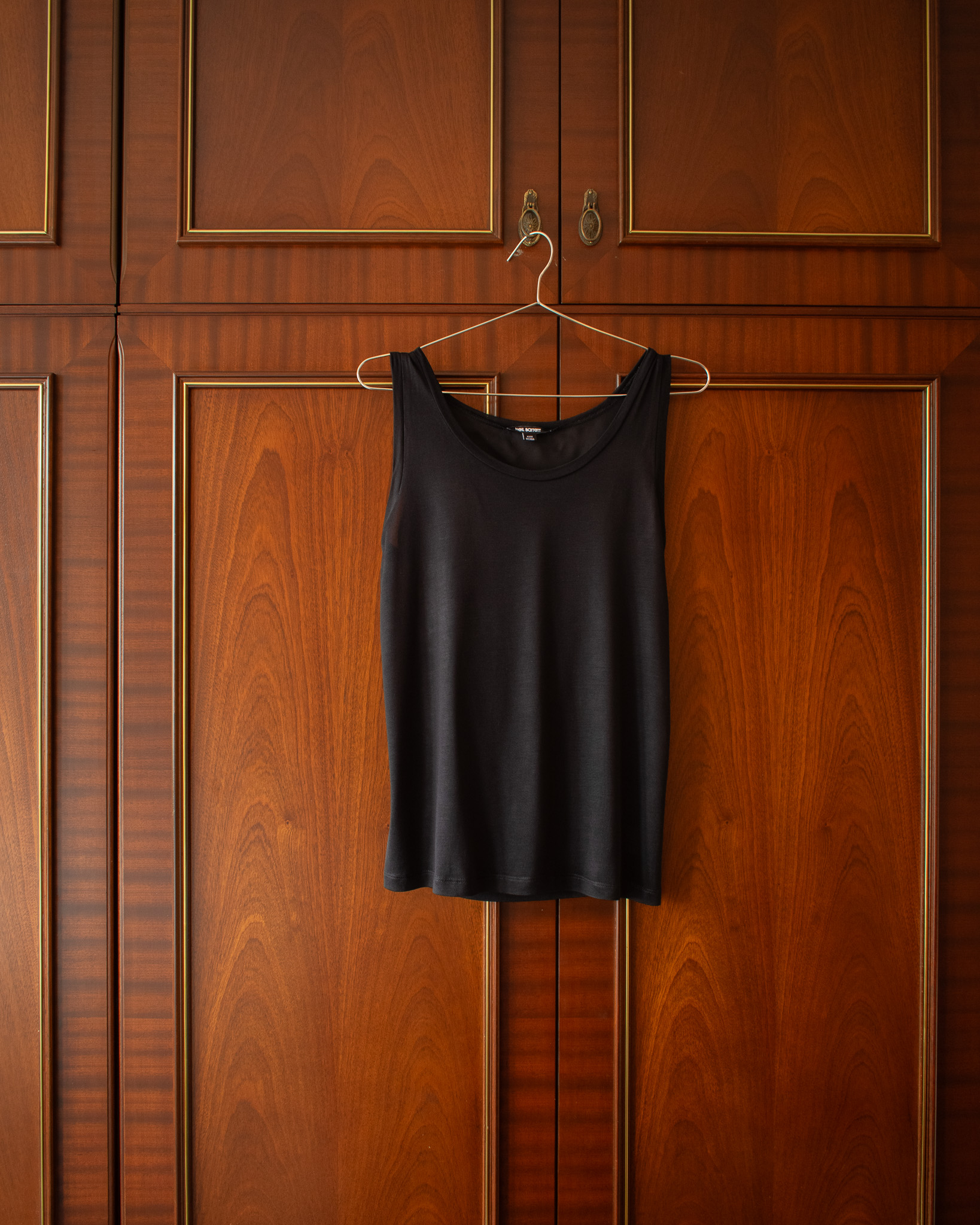 NEIL BARRETT BELTED TANK TOP IN BLACK SILK - S