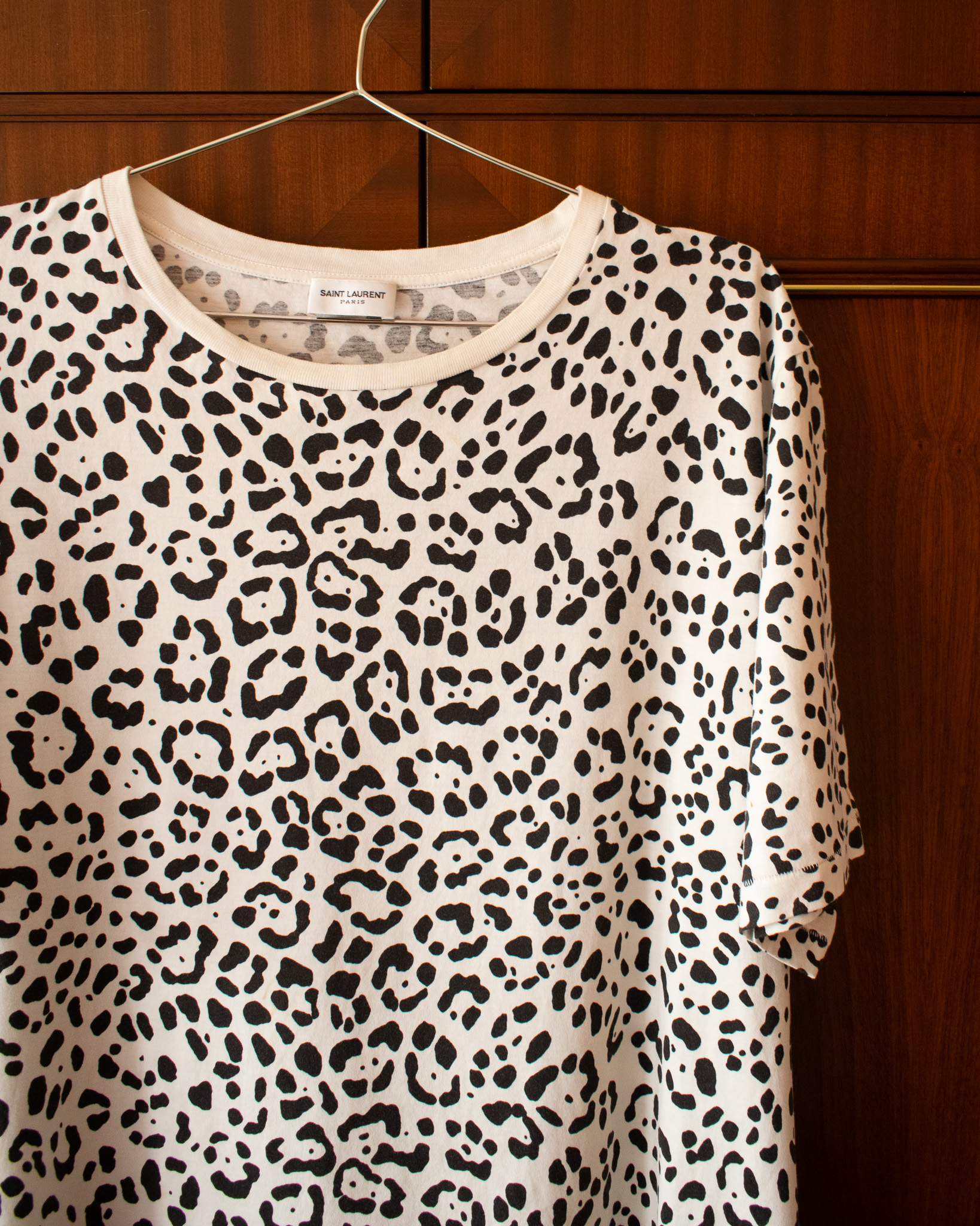 SAINT LAURENT BY HEDI SLIMANE SS16 LEOPARD PRINT T-SHIRT – L