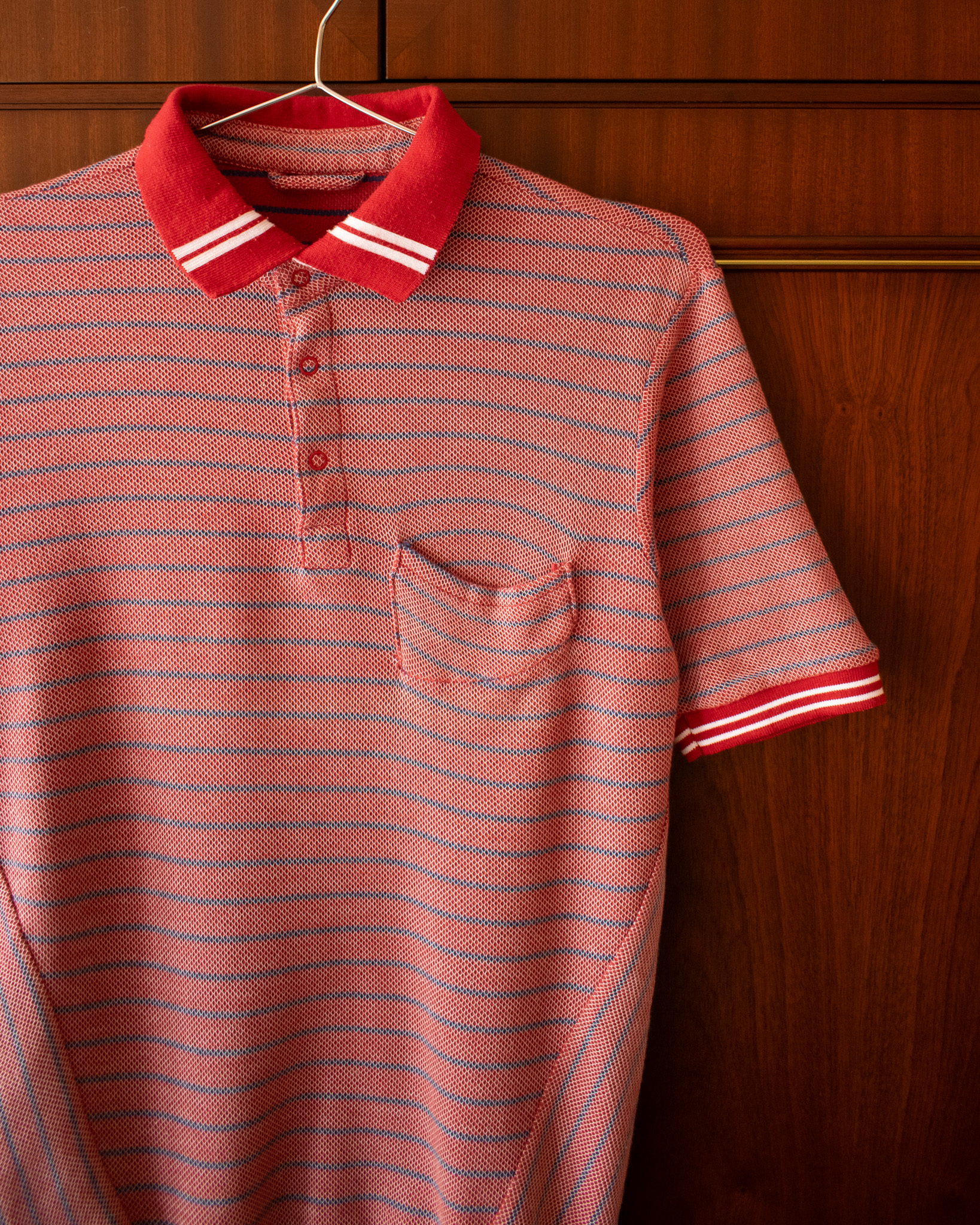 MIHARA YASUHIRO SS07 POLO TOP IN STRIPED LIGHT RED - S - Image 2