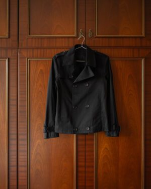 SHELLAC SHORT PEA COAT IN BLACK COTTON - S/M