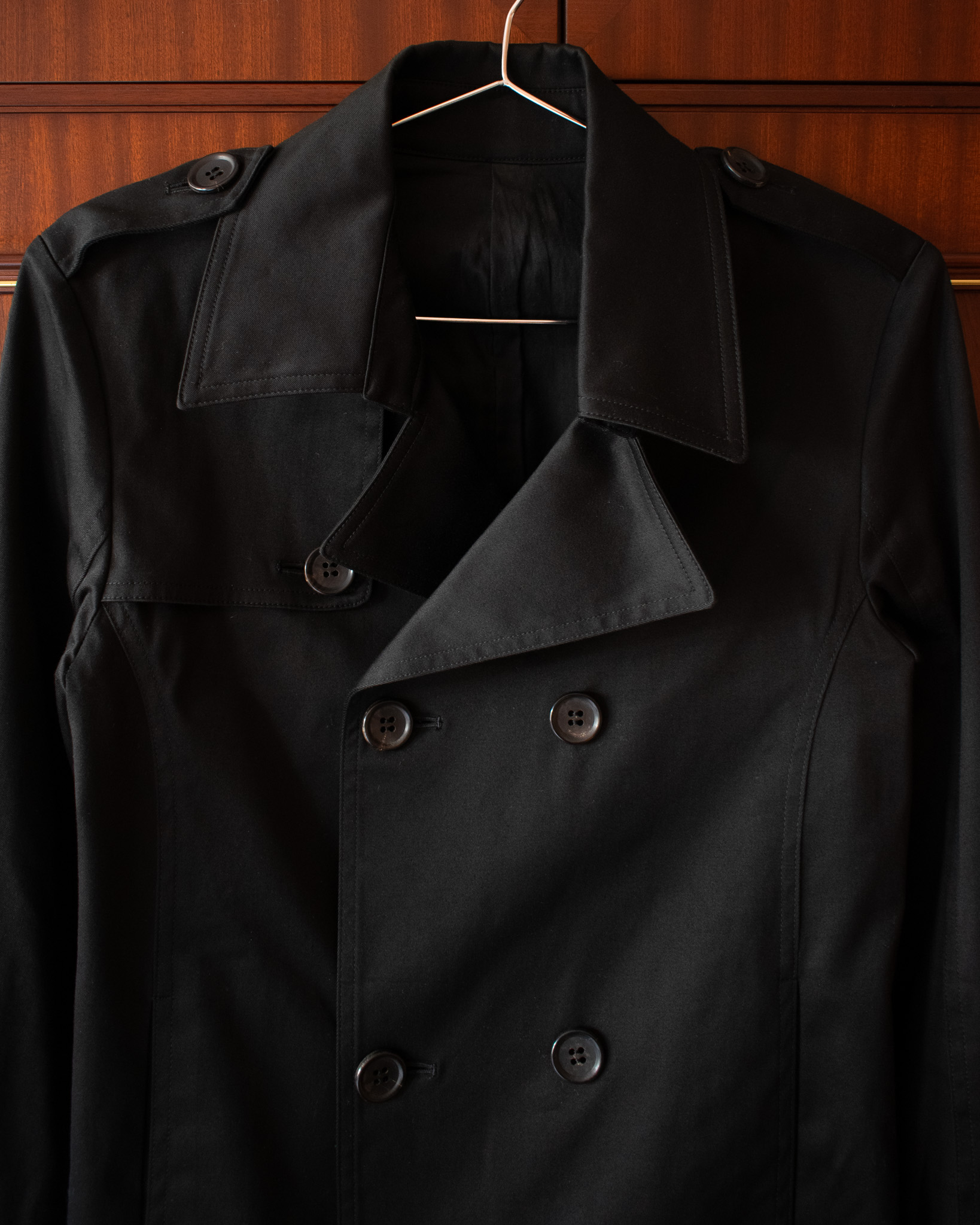 SHELLAC SHORT PEA COAT IN BLACK COTTON - S/M - Image 4