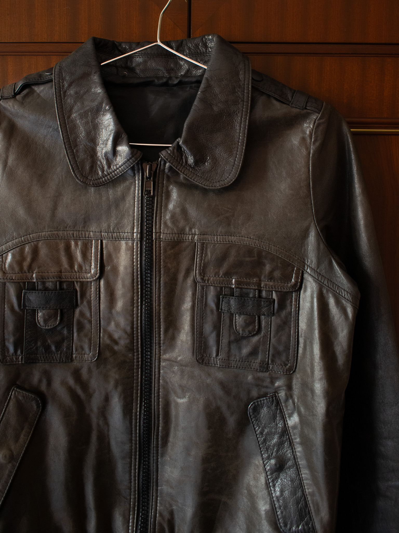 VINTAGE JAPANESE T-POCKET JACKET IN DARK BROWN LEATHER - S/M - Image 6
