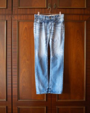 EDWIN JAPAN 503 SKINNY CUT BACK ZIP JEANS IN FADED BLUE DENIM - 30x32"