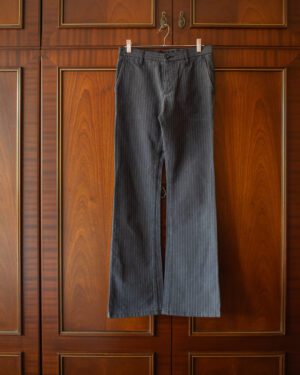KAZUYUKI KUMAGAI ATTACHMENT FLARED PINSTRIPE TROUSER - 28x32"