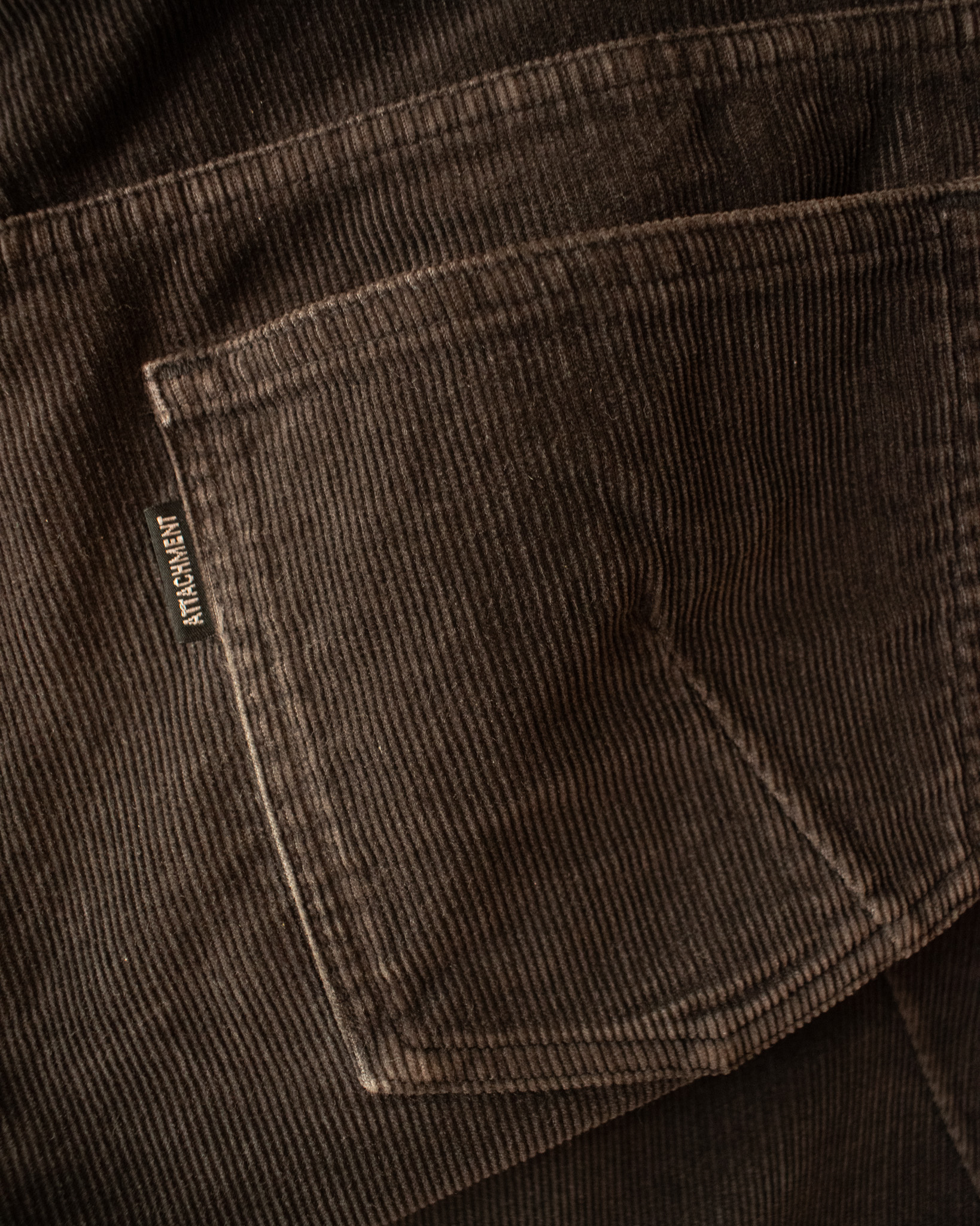 KAZUYUKI KUMAGAI ATTACHMENT J-CUT JEANS IN DARK BROWN CORDUROY - 30x33" - Image 4