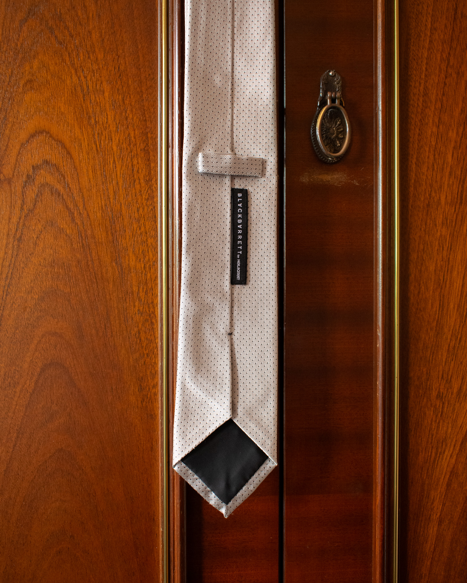 NEIL BARRETT SILK TIE IN DOTTED LIGHT GREY - Image 3