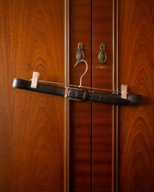 LANVIN COLLECTION SLIM BELT IN BLACK LEATHER