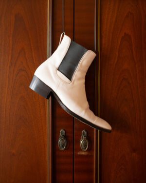 DIOR HOMME BY HEDI SLIMANE SS06 "THE WORLD WAS A MESS BUT HIS HAIR WAS PERFECT" CUBAN HEEL BOOTS - UK 9