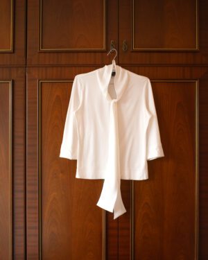 LANVIN LAVALLIERE BLOUSE IN PEARL WHITE - XS