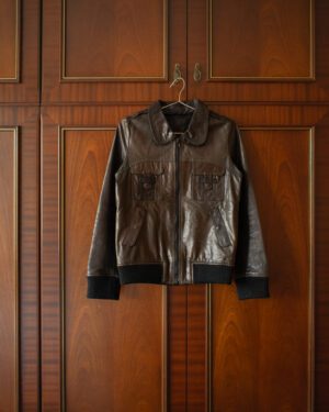 VINTAGE JAPANESE T-POCKET JACKET IN DARK BROWN LEATHER - S/M