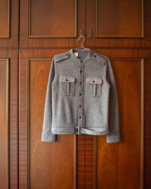 N.HOOLYWOOD MILITARY BLOUSON JACKET IN LIGHT GREY KNIT - S/M