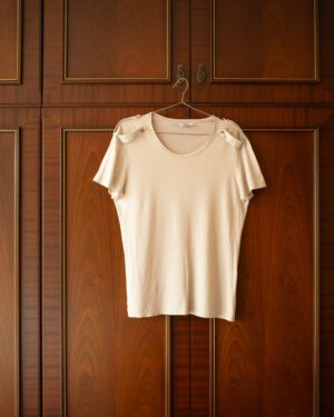 NEIL BARRETT SS06 EPAULETTE T-SHIRT IN PEARL WHITE - M