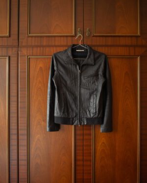 STUDIOUS SKINNY LEATHER JACKET IN BLACK - S