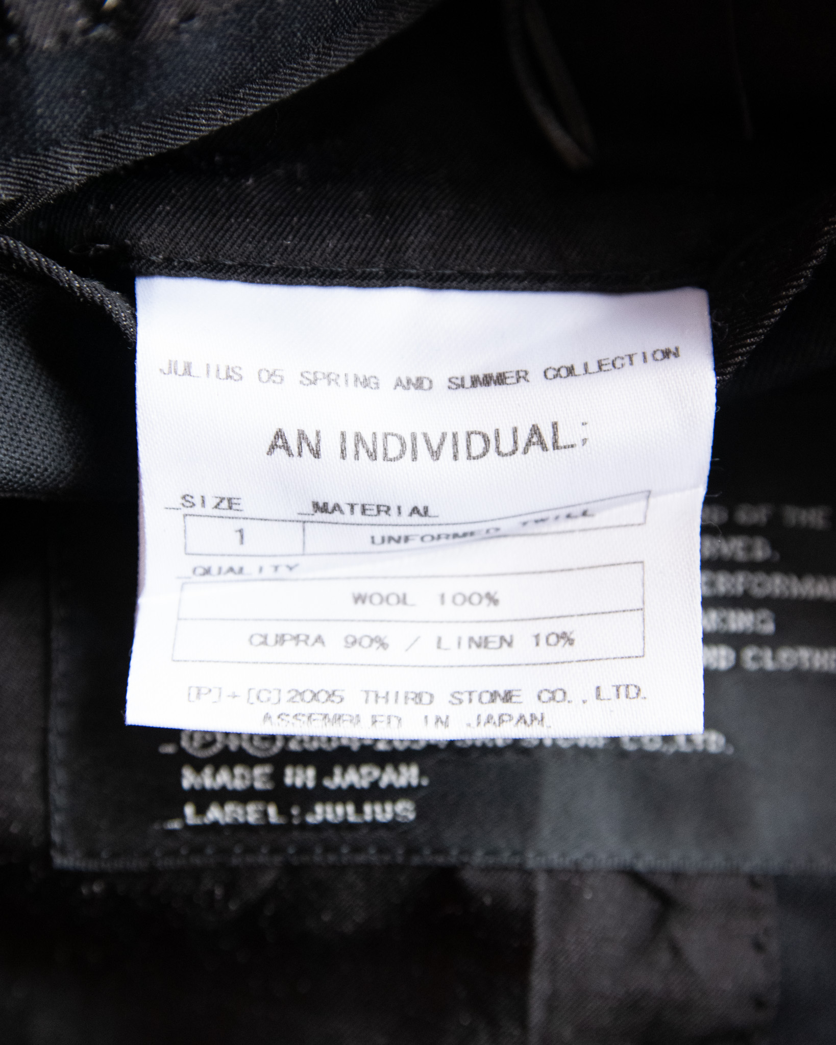 JULIUS SS05 "AN INDIVIDUAL" BLAZER IN BLACK - S/M - Image 5
