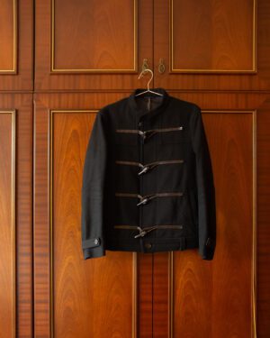 NEIL BARRETT BLACK BARRETT SHORT DUFFLE JACKET IN BLACK WOOL - M