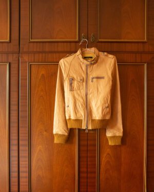 MOUSSY 7 BUTTON JACKET IN AMBER GOLD LEATHER -  XS