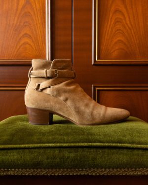 SAINT LAURENT BY HEDI SLIMANE CUBAN HEELS IN BEIGE SUEDE - EU 37.5