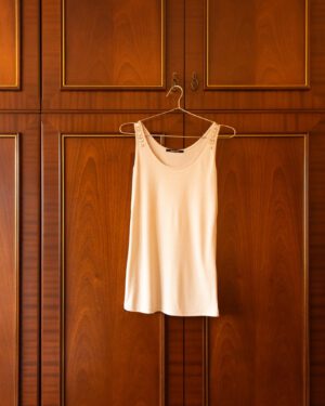 JAPANESE BRAND JEWELLED TANK TOP IN BONE GREY - S