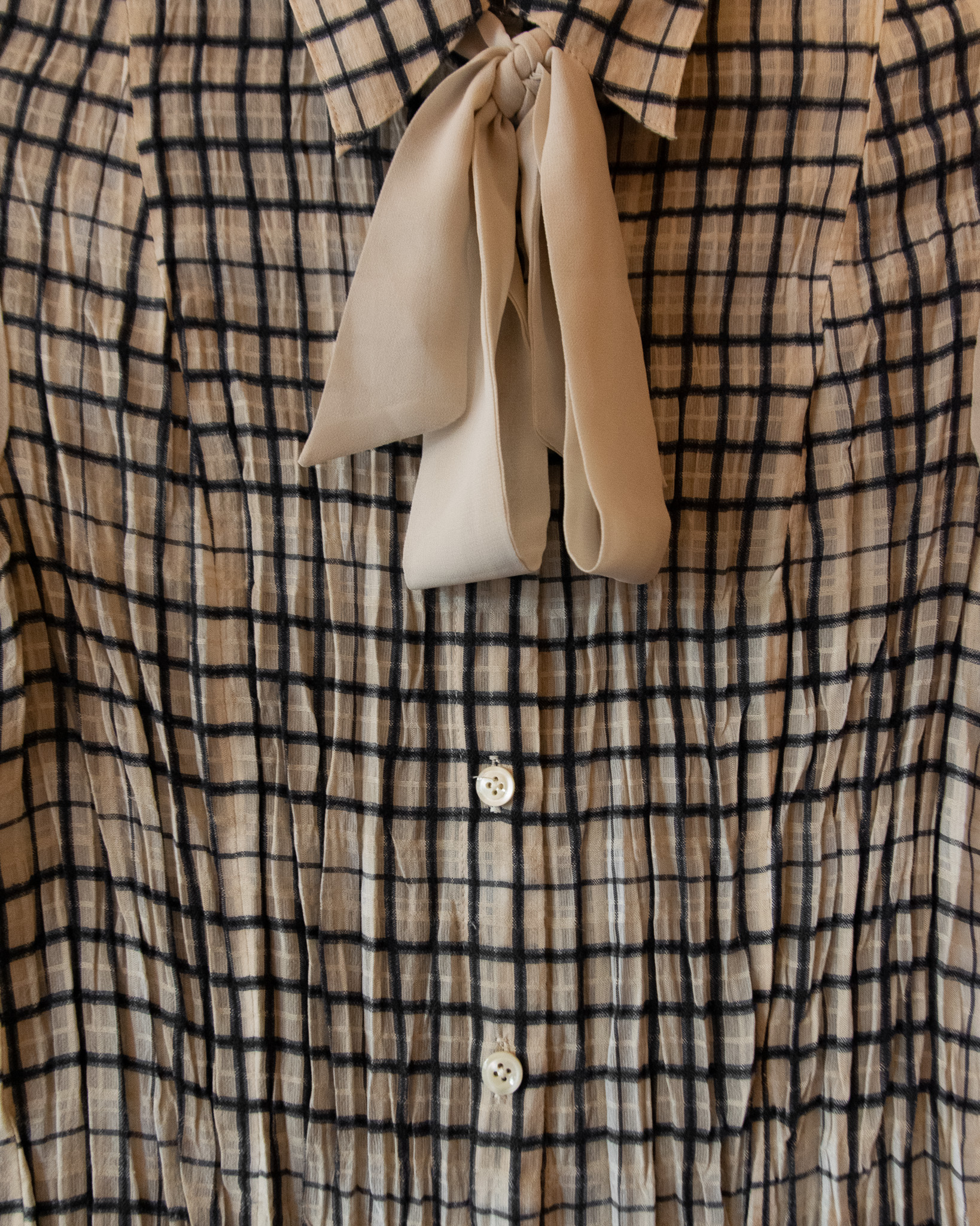 5351 POUR LES FEMMES CHECKERED LAVALIERE BLOUSE - UK 8 - Image 4