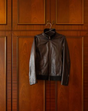 SHAMA SLIM BLACK LEATHER JACKET - M