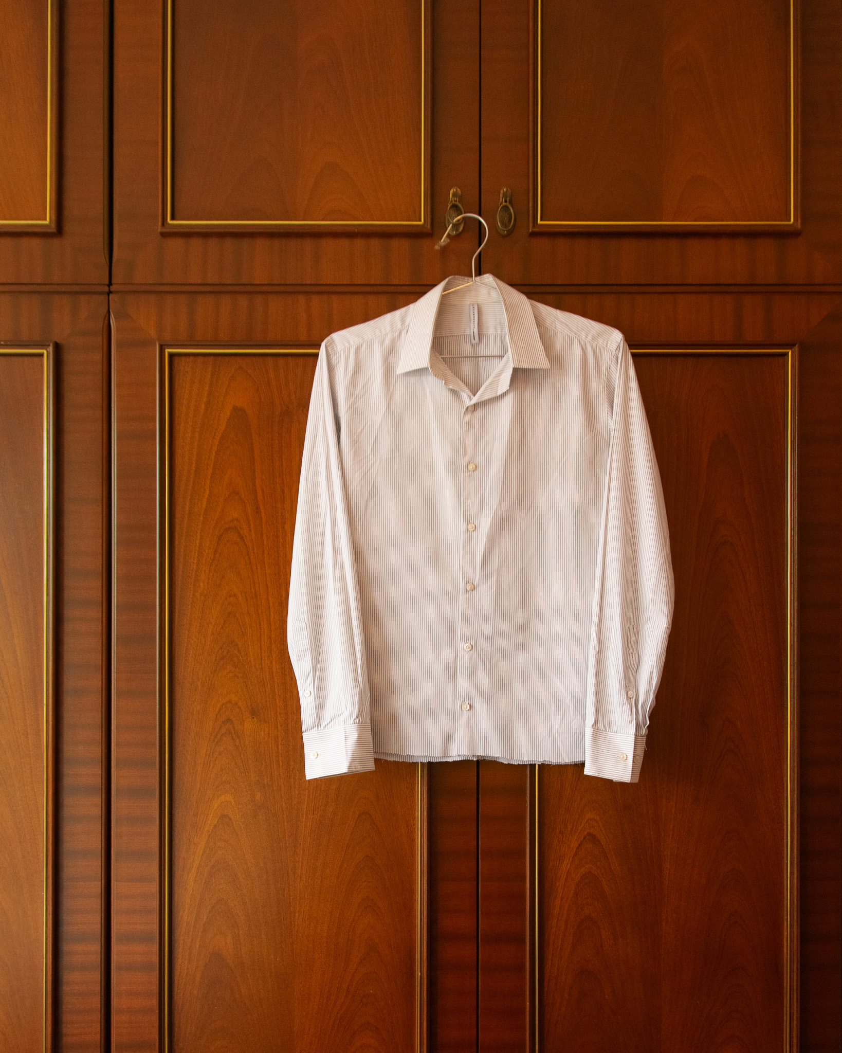 NEIL BARRETT "BLACK BARRETT" WHITE STRIPED OXFORD SHIRT - S/M