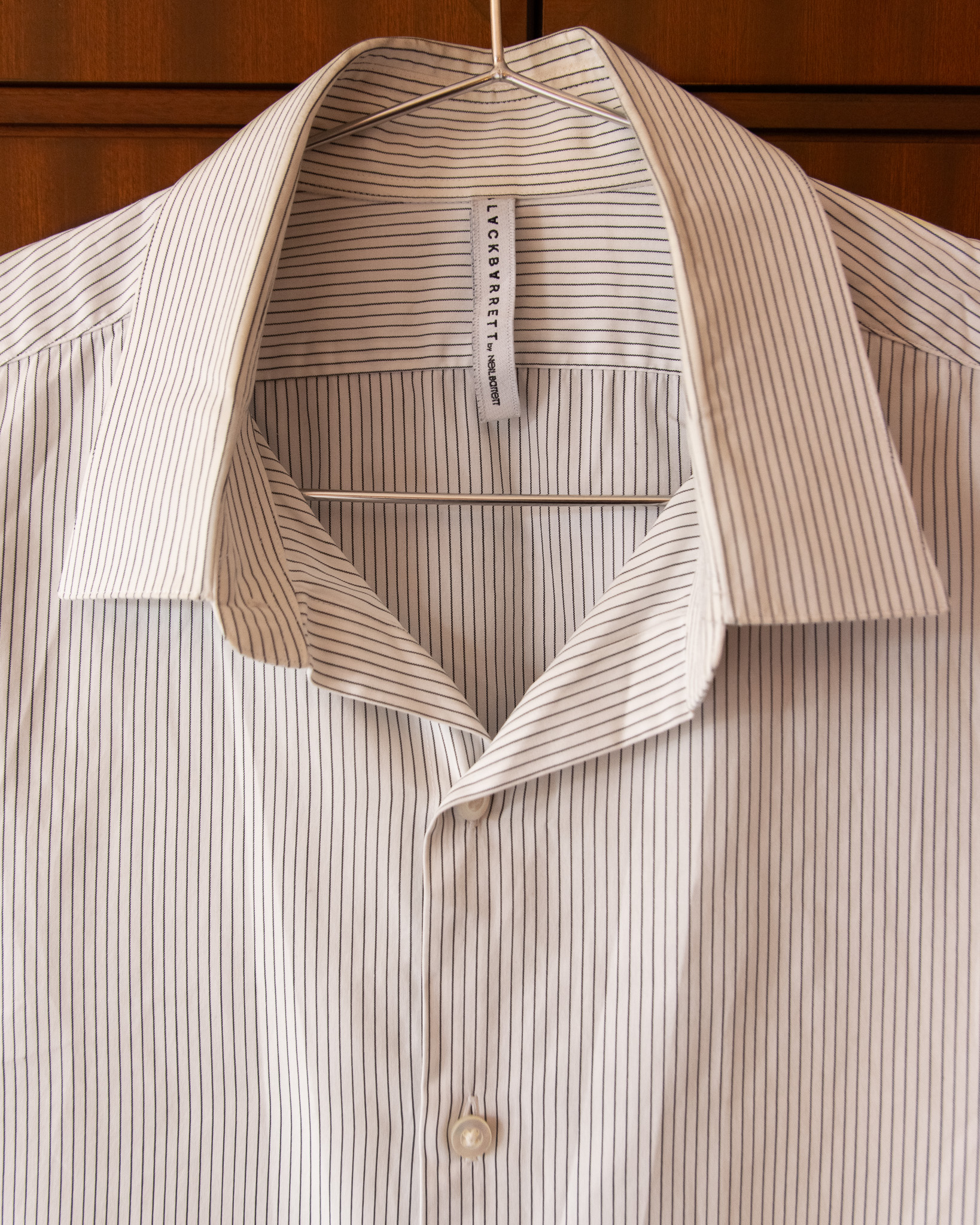 NEIL BARRETT "BLACK BARRETT" WHITE STRIPED OXFORD SHIRT - S/M - Image 2