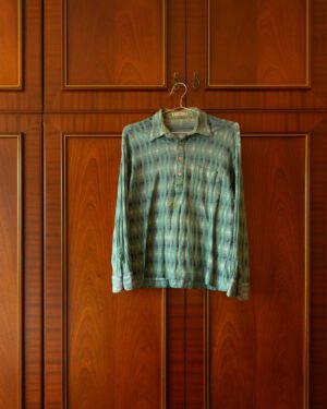 YVES SAINT LAURENT 80S OXFORD SHIRT IN GREEN STRIPE - S